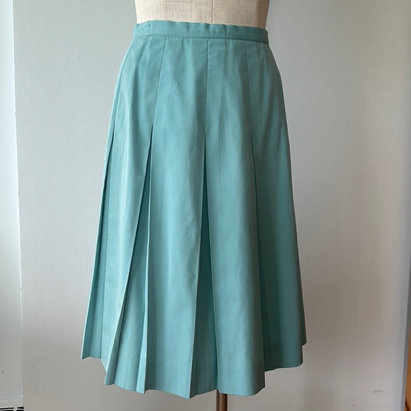Robin Egg Blue vintage high waisted pleated skirt - Picture 1 of 8